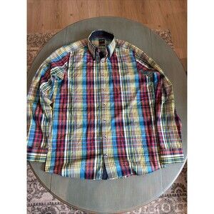 Olymp Level 5 Five Dress Shirt Mens 16 41 Body Fit Plaid Long Sleeve Contrast